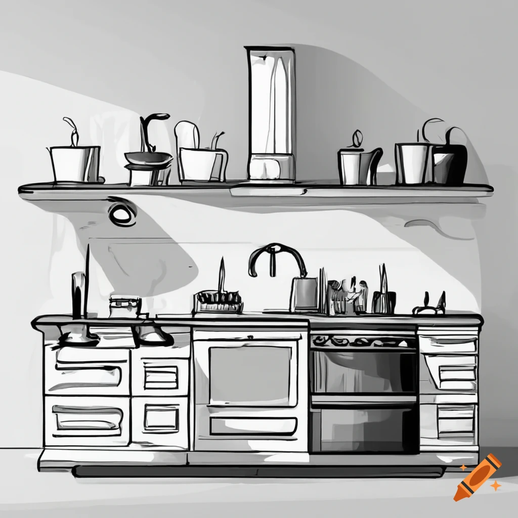 kitchen clipart black and white