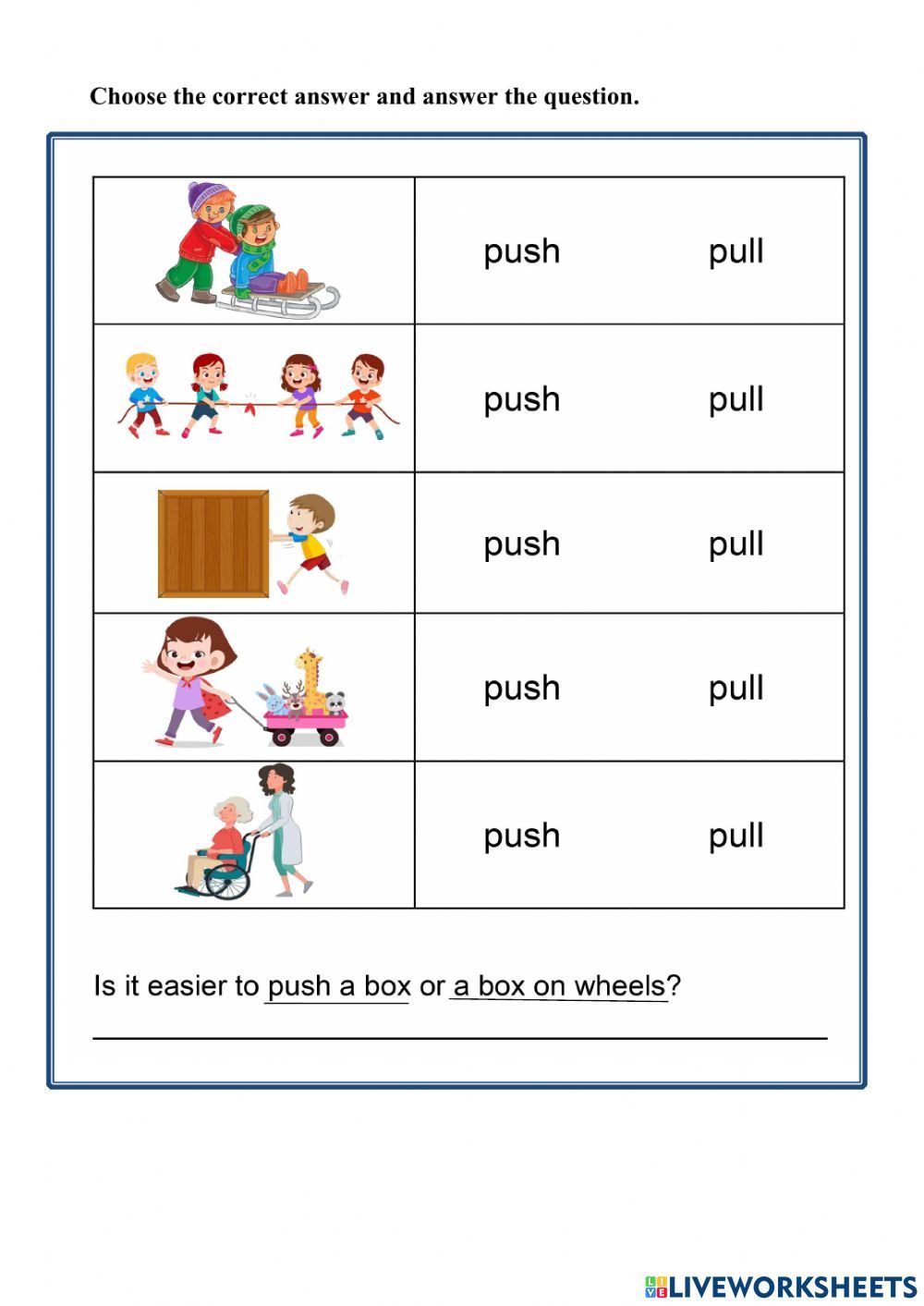 push pull worksheet