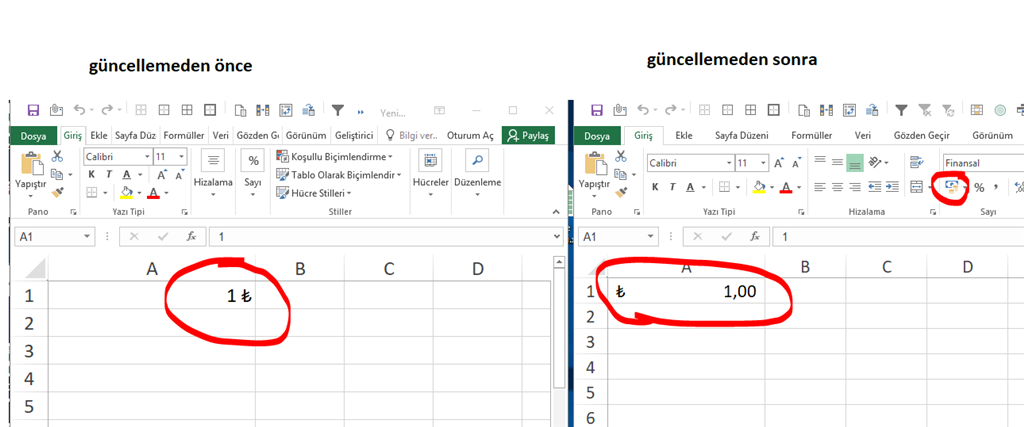 excel euro tl çevirme