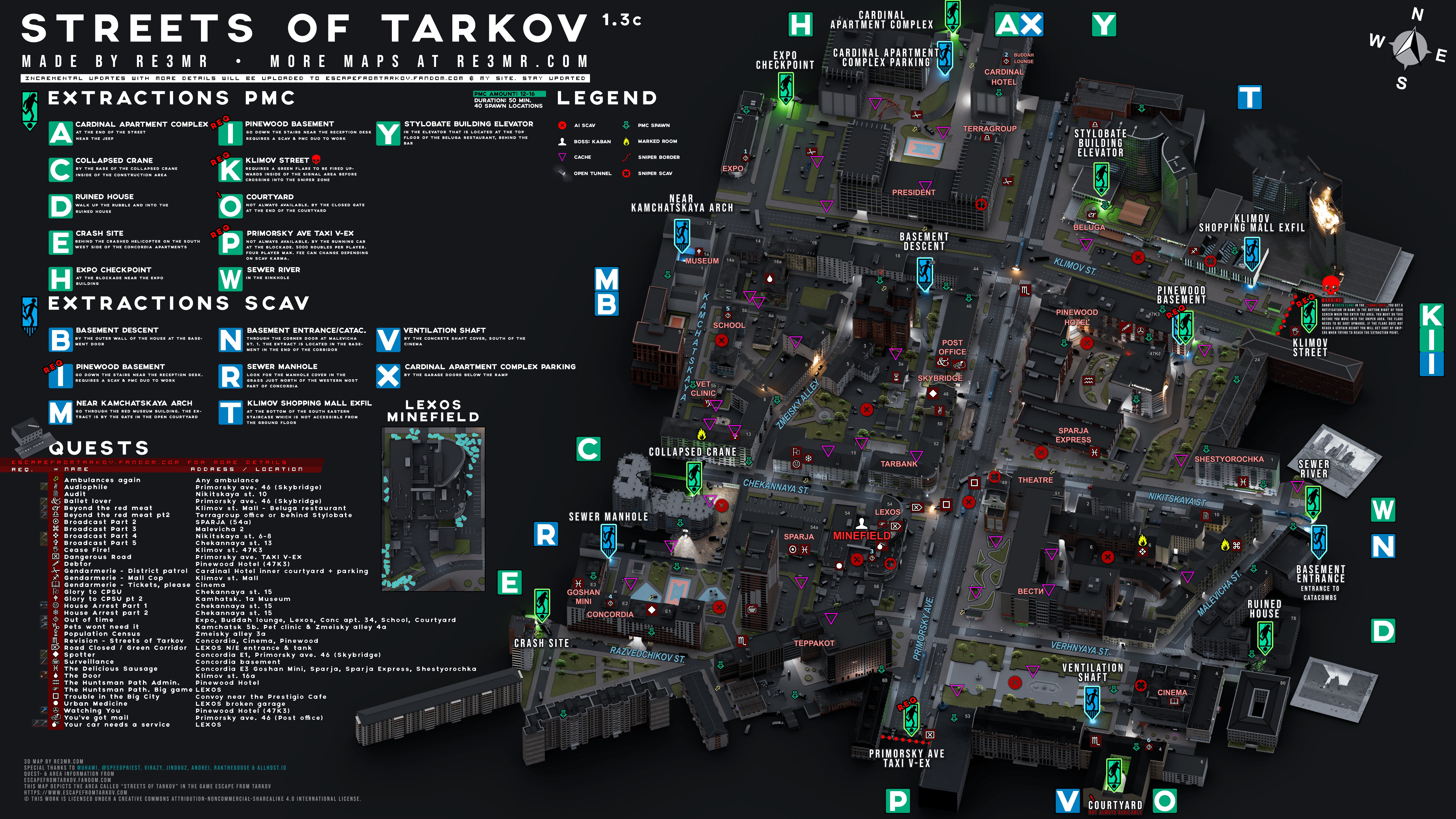 street of tarkov extract map