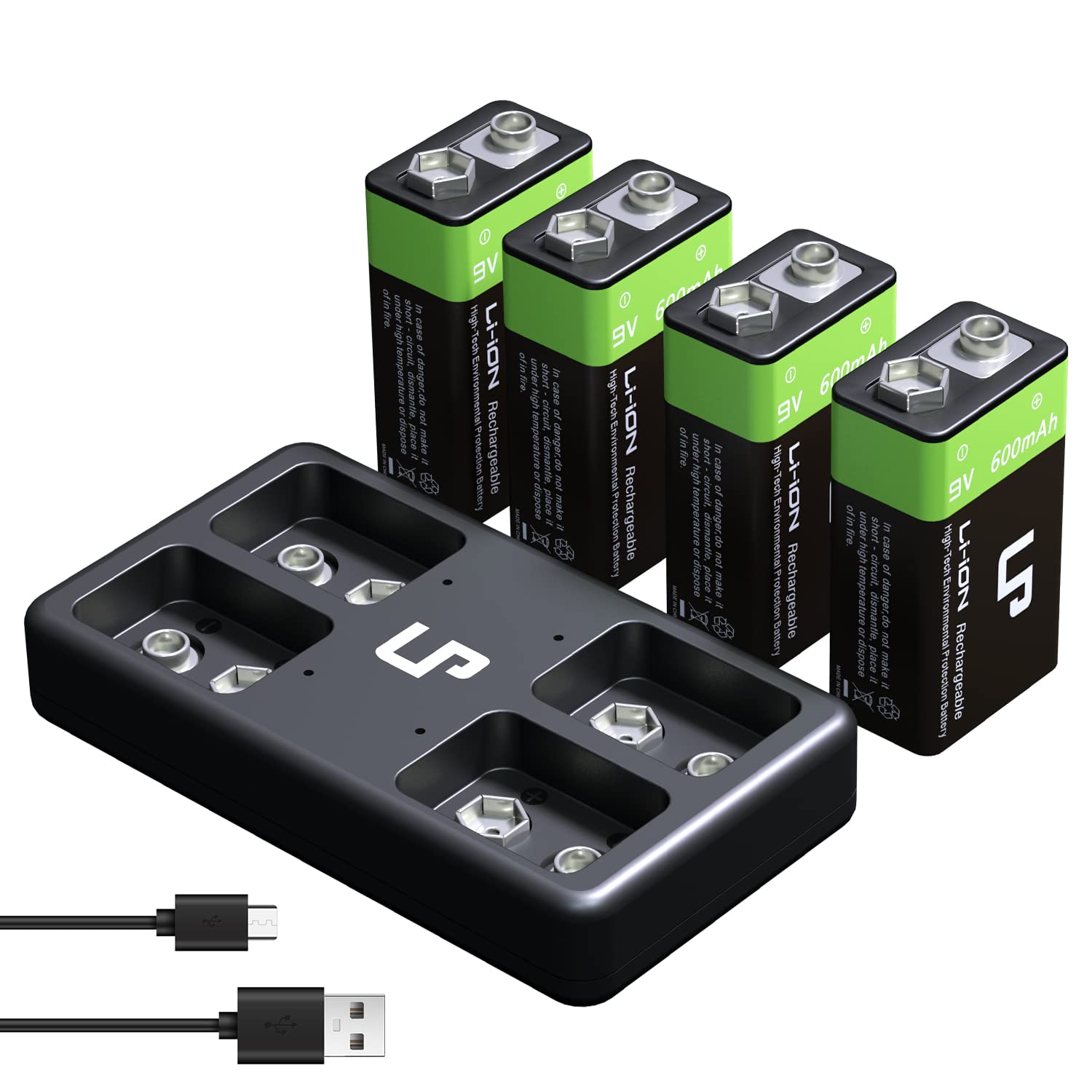 9v rechargeable battery and charger