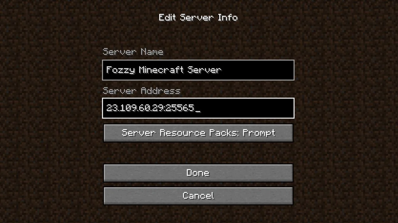 minecraft vanilla server ip