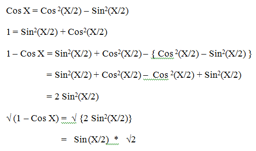 cos x 1 formula