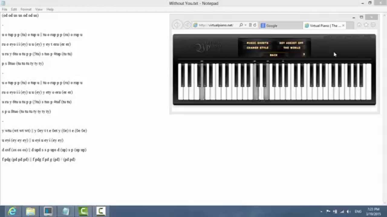 roblox virtual piano sheets