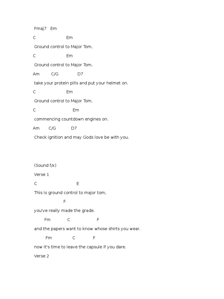 ground control to major tom chords