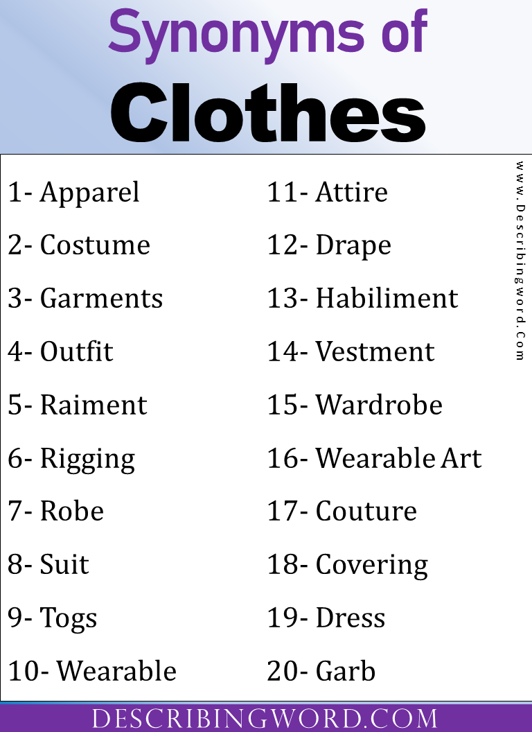 synonyms for clothes