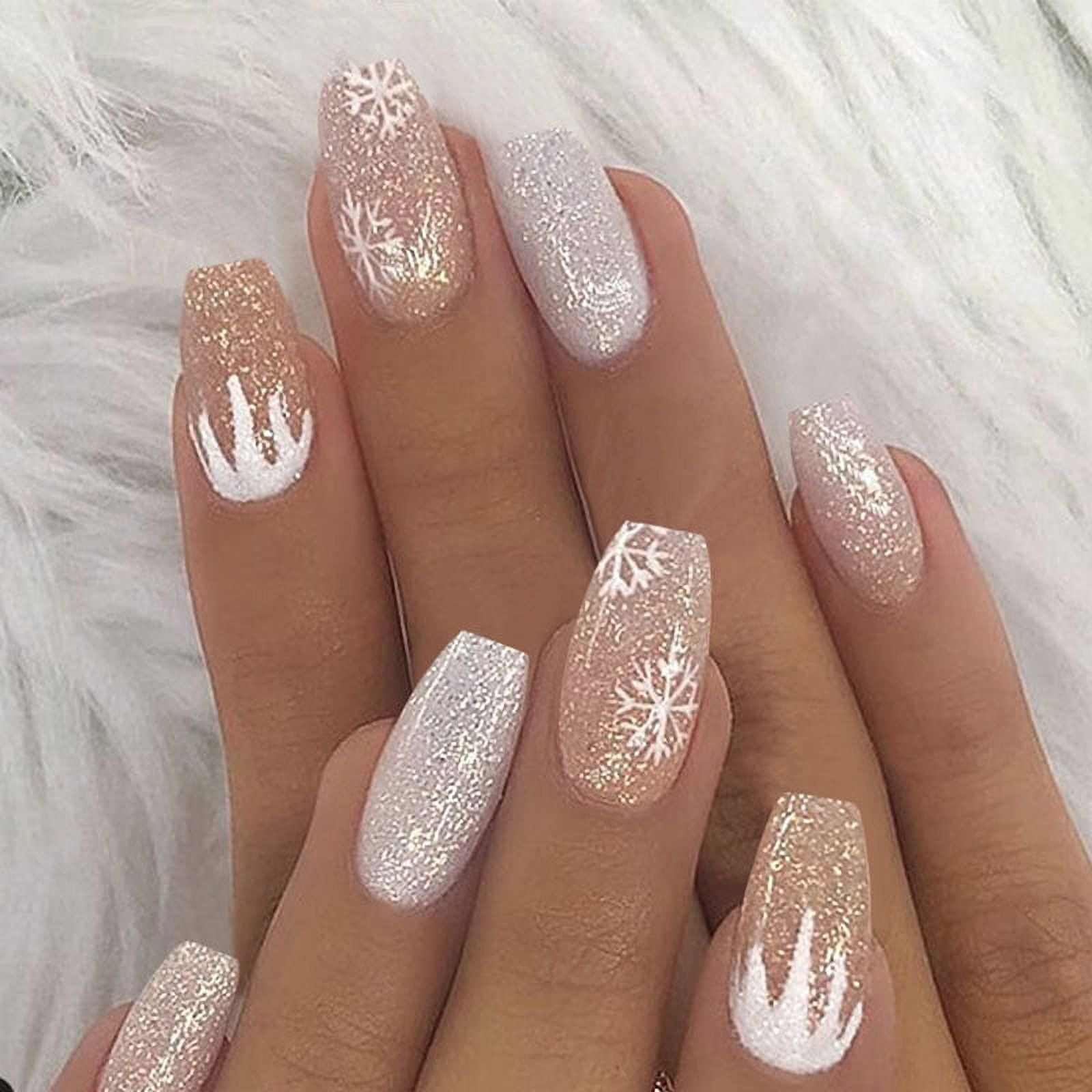 snowflake glitter nails