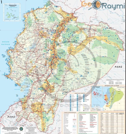 mapa vial del ecuador con distancias en kilometros