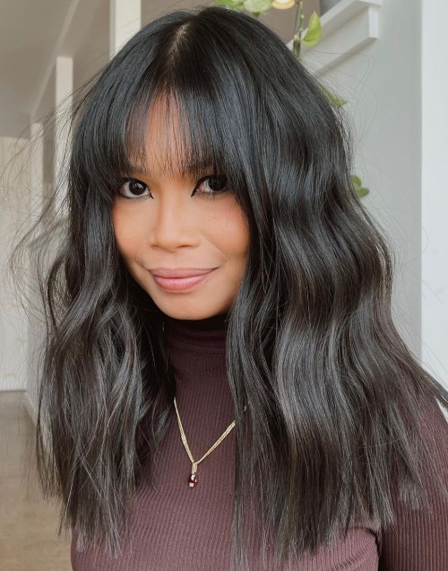 long bangs wavy hairstyles