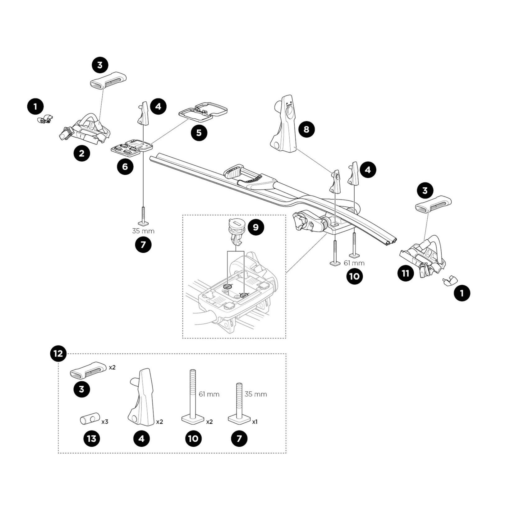 thule cycle rack spares