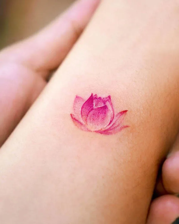 small pink lotus tattoo