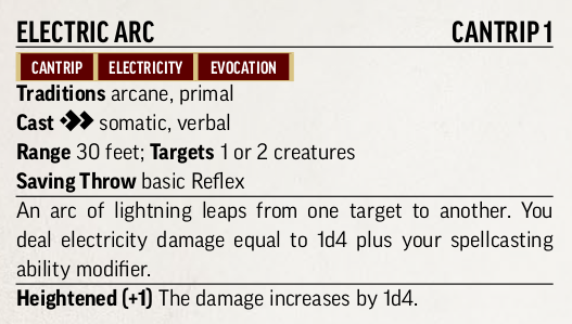 electric arc pathfinder 2e