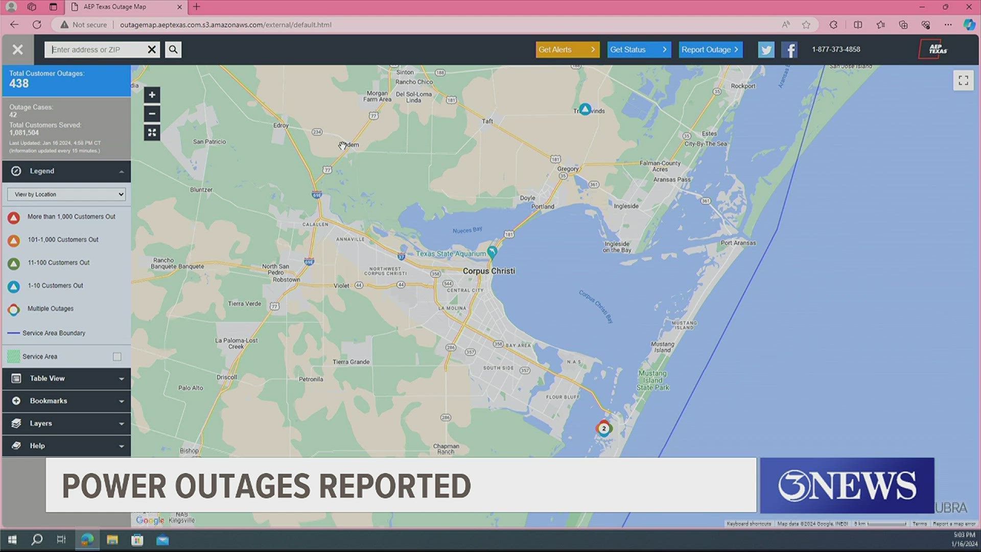 aep power outage corpus christi