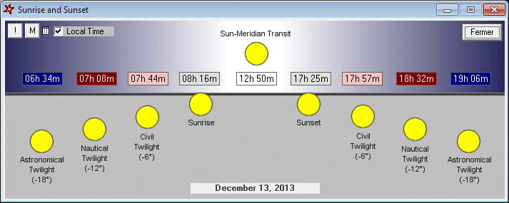 sun rise and set times