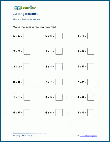 doubles worksheet