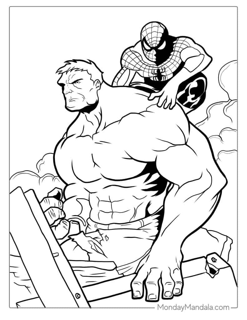 spidey hulk coloring pages