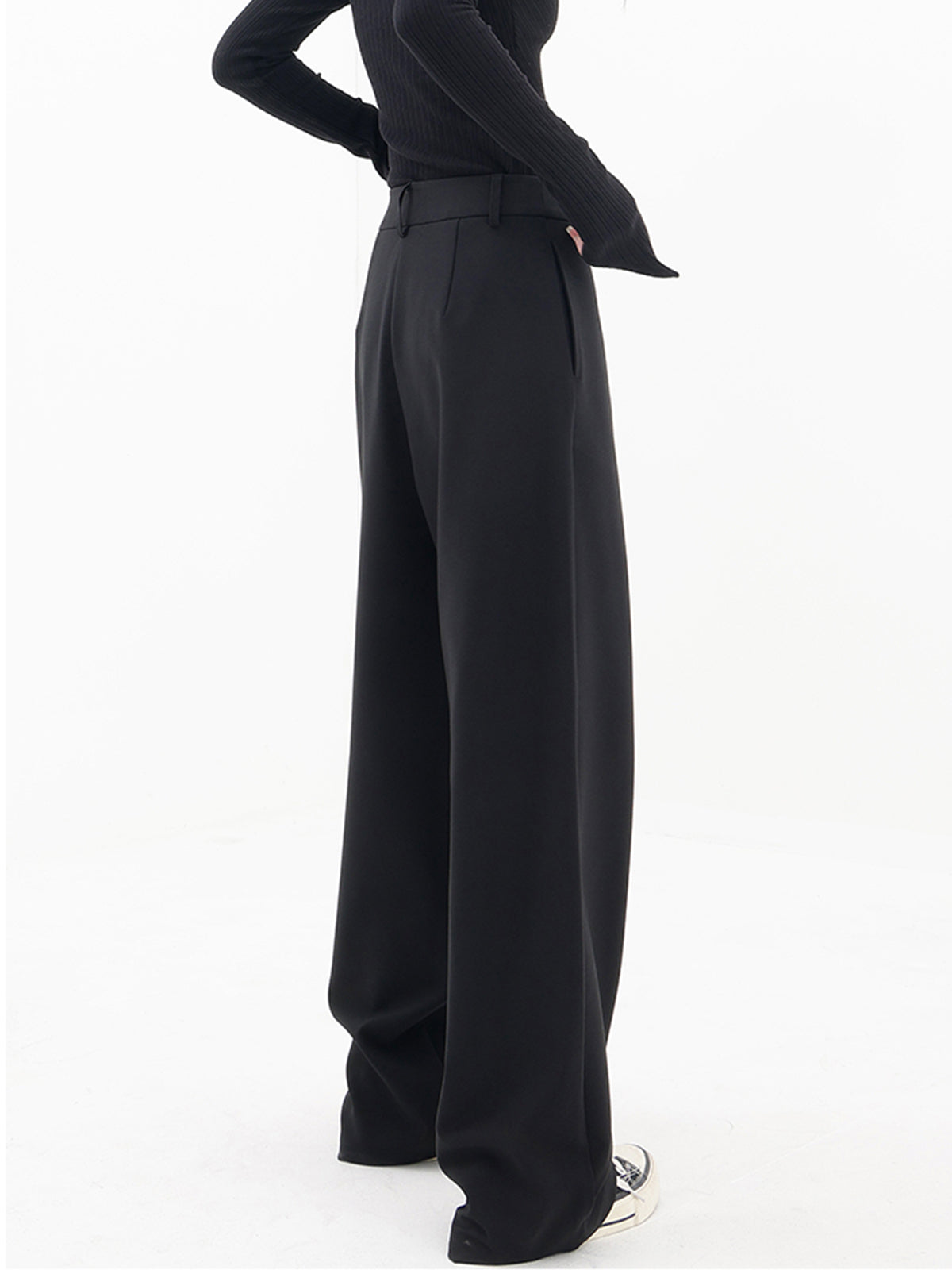 asymmetrical layer button baggy wide leg pants