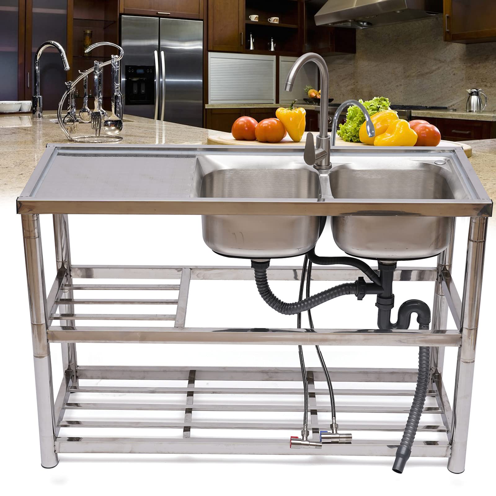 stainless steel sink with stand