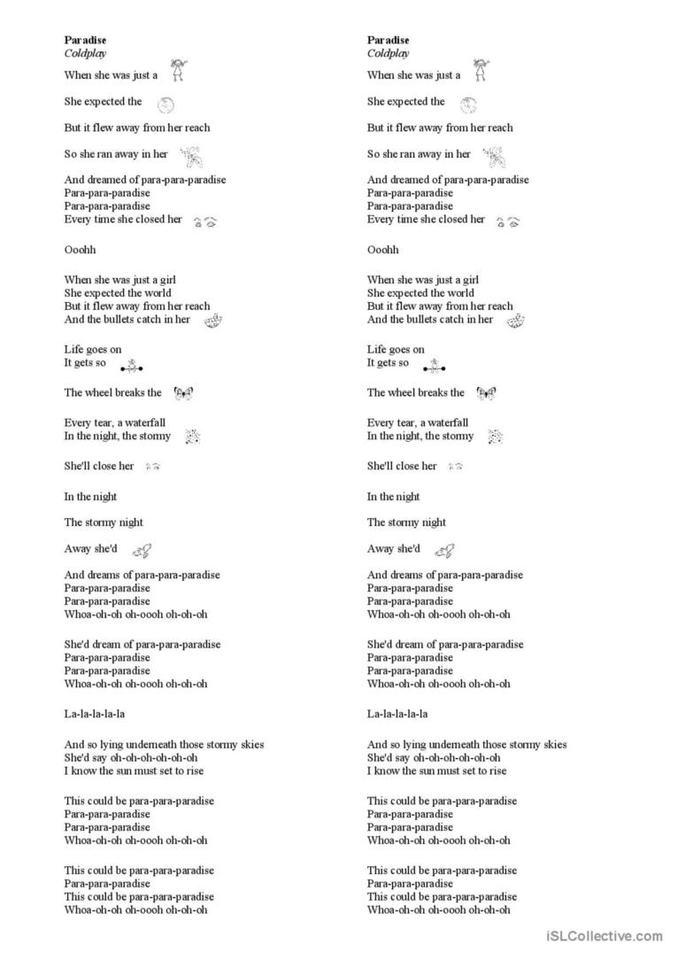 paradise lyrics coldplay