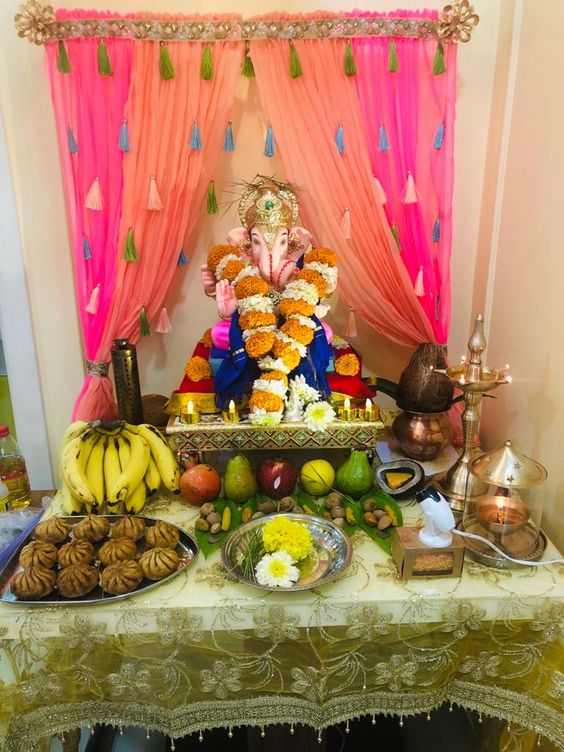 decoration of ganpati at home