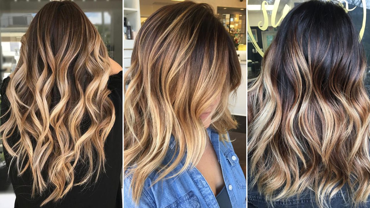 brown balayage with blonde