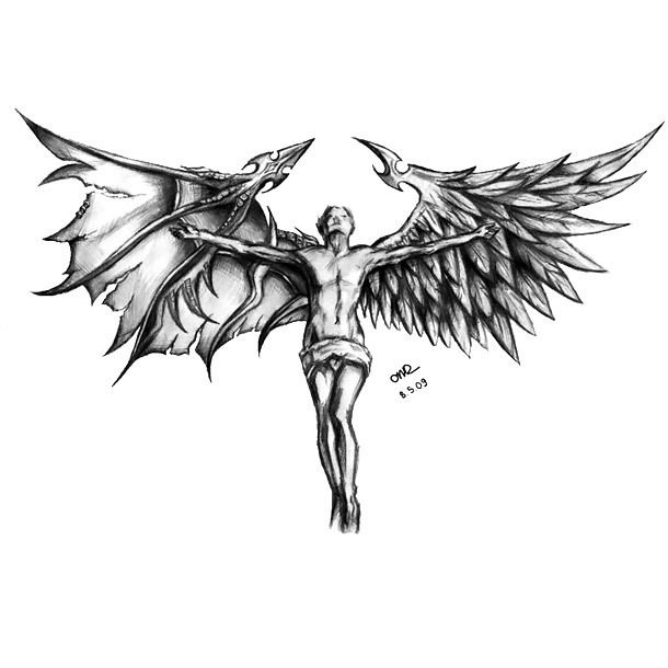 angel or devil tattoo