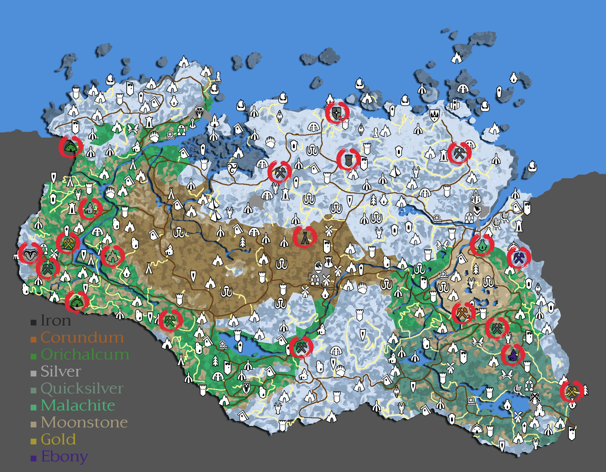 skyrim gold mine locations map