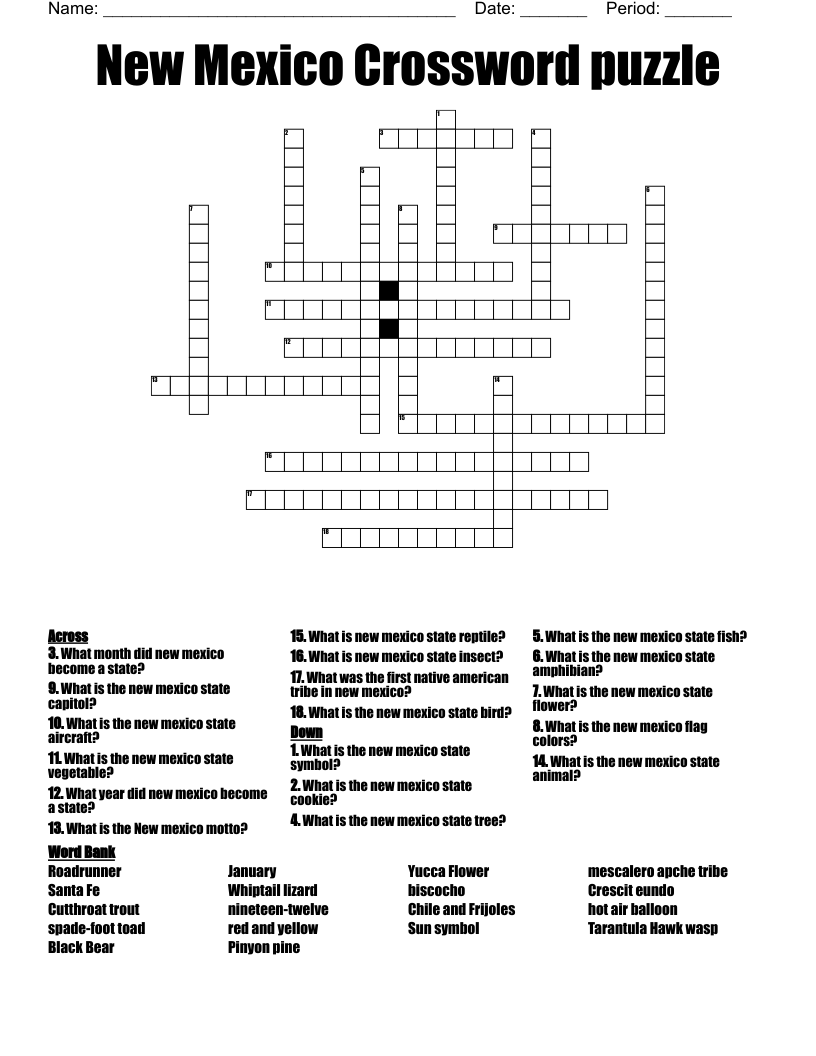 new mexico town crossword