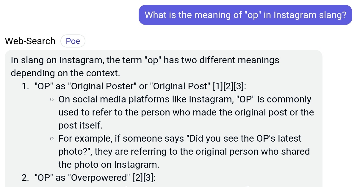 op meaning in instagram