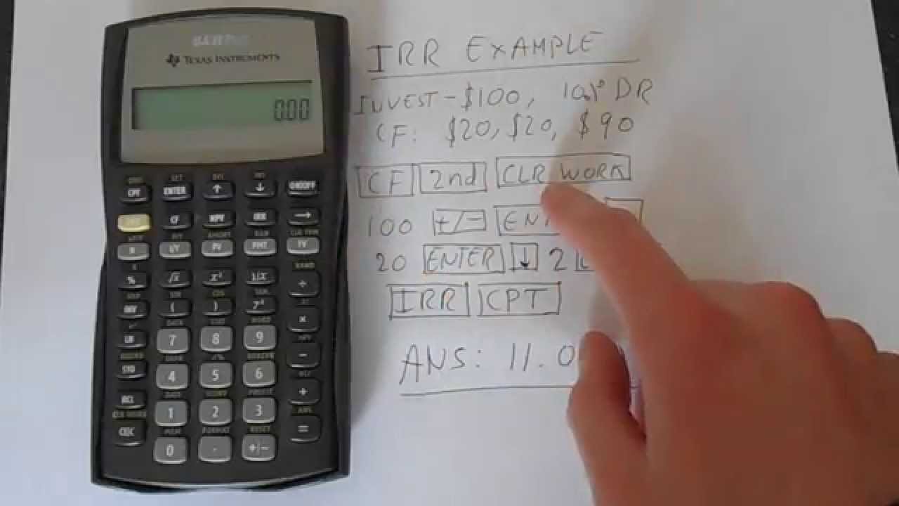 how to calculate irr on ba ii plus