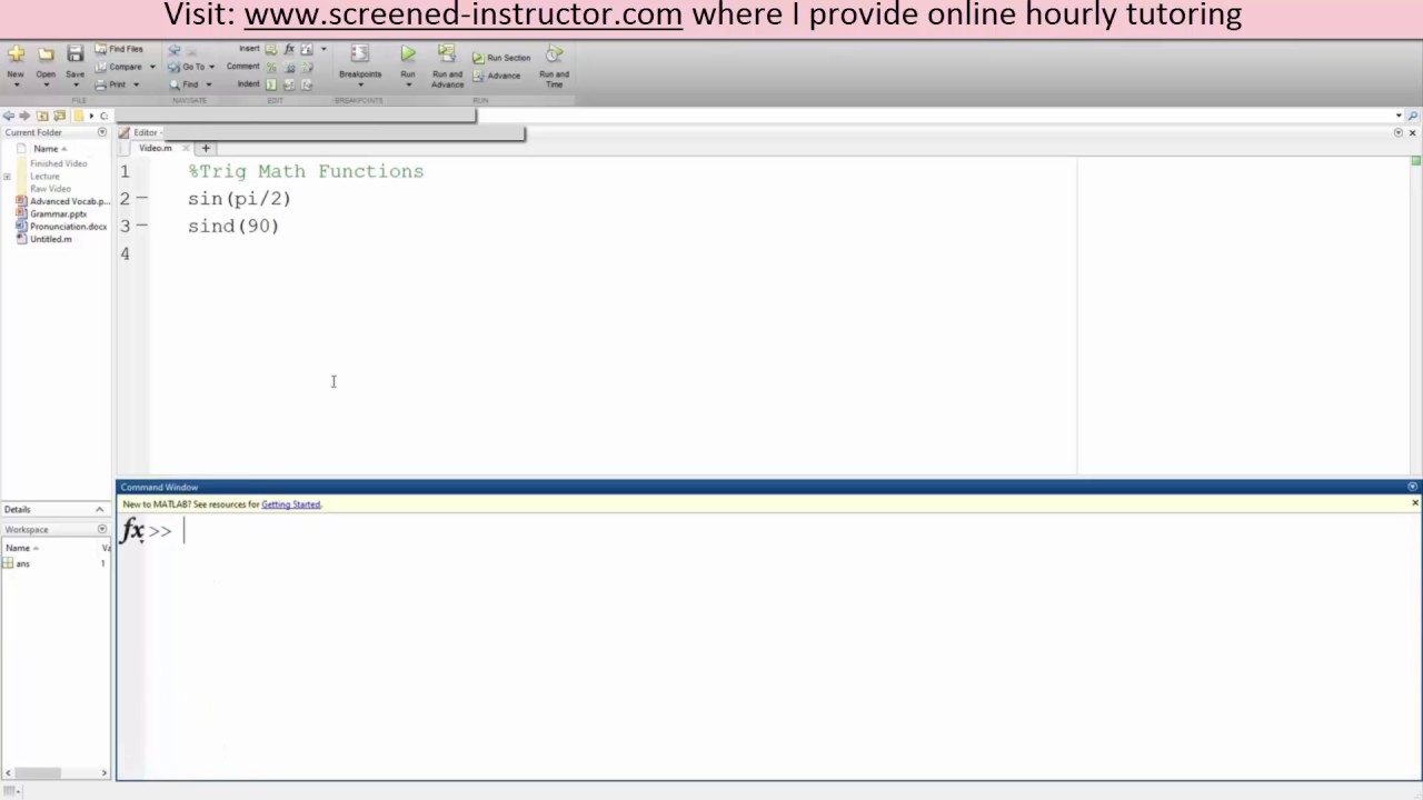 radians matlab