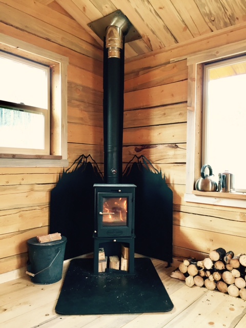 wood burning stove heat shield