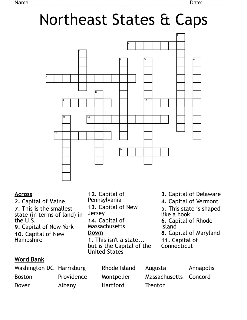 us state crossword clue 7 letters