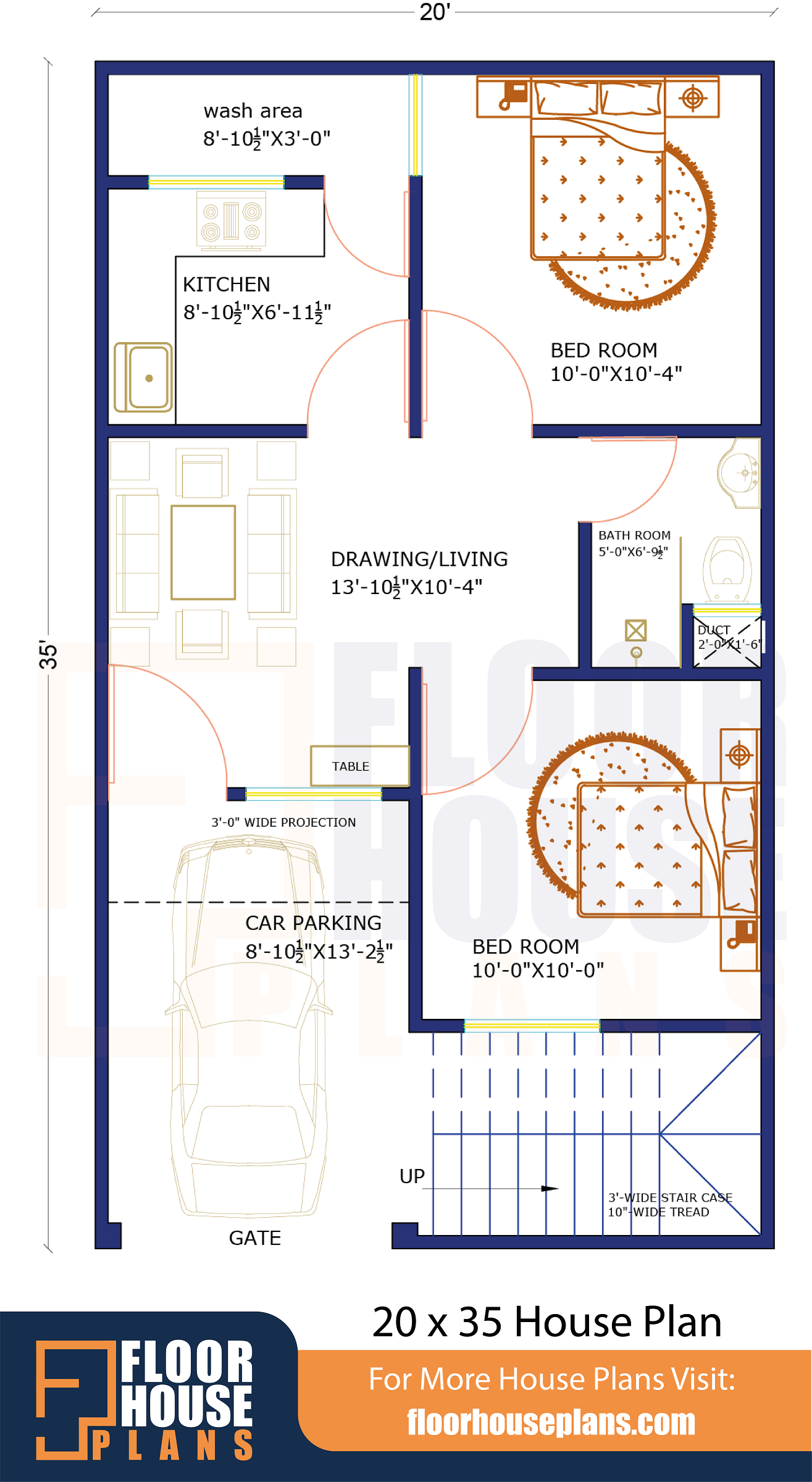 2bhk house plan with staircase