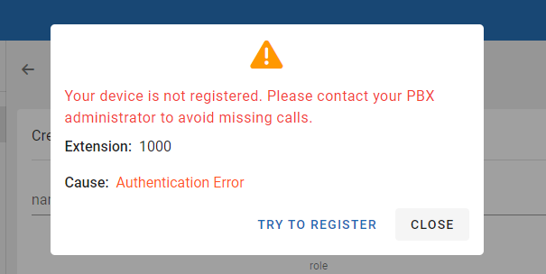 webrtc line is not registered