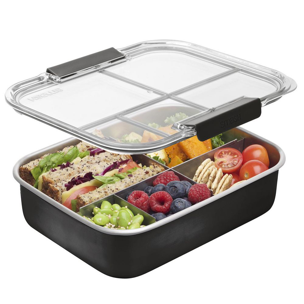 smash blue stainless steel 5 compartment bento box