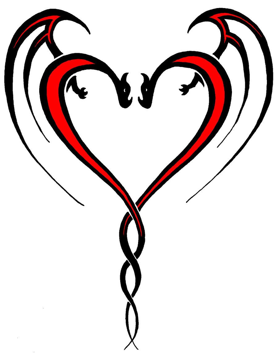 simple dragon heart tattoo