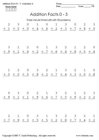 3 minute addition drill