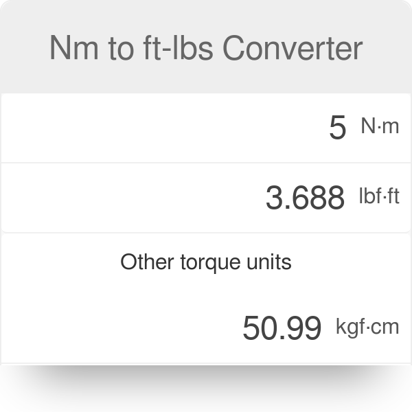 30 nm to ft lbs