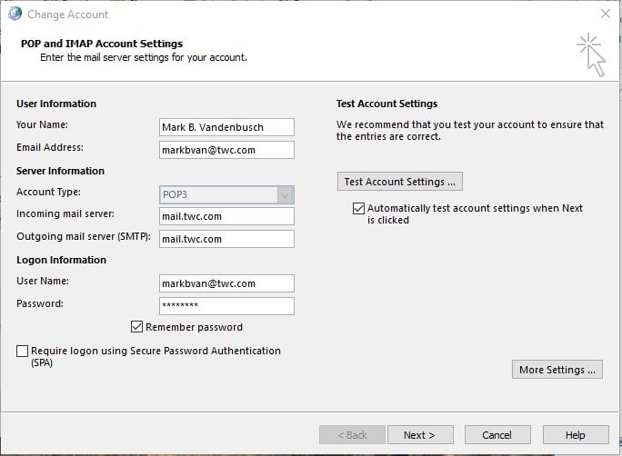 webmail.spectrum.net smtp server