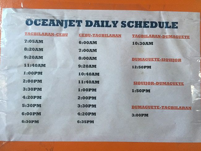 ferry schedule tagbilaran to dumaguete