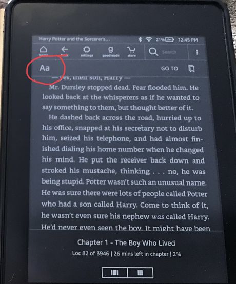 how to change text size in kindle