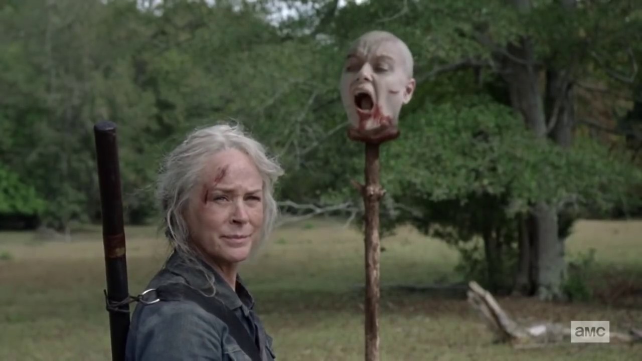 heads on sticks walking dead