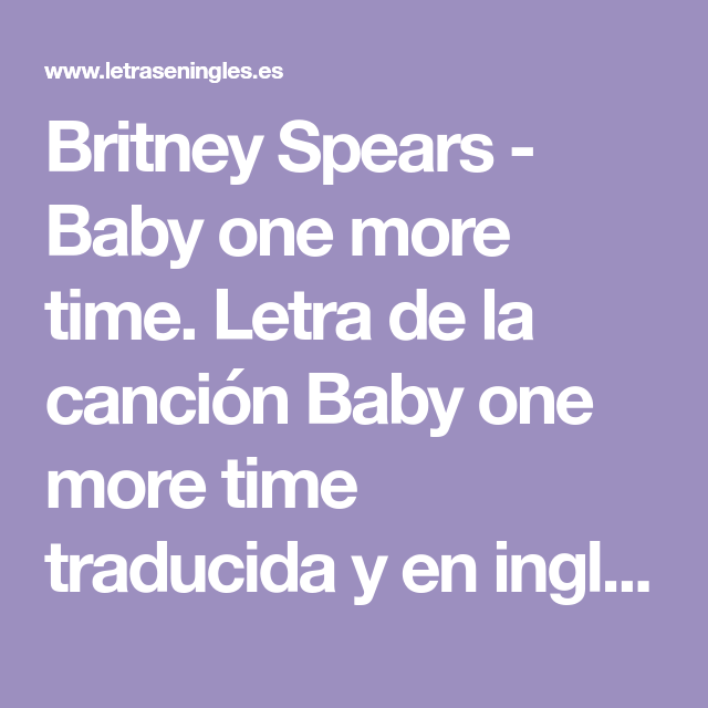 letra traducida baby one more time