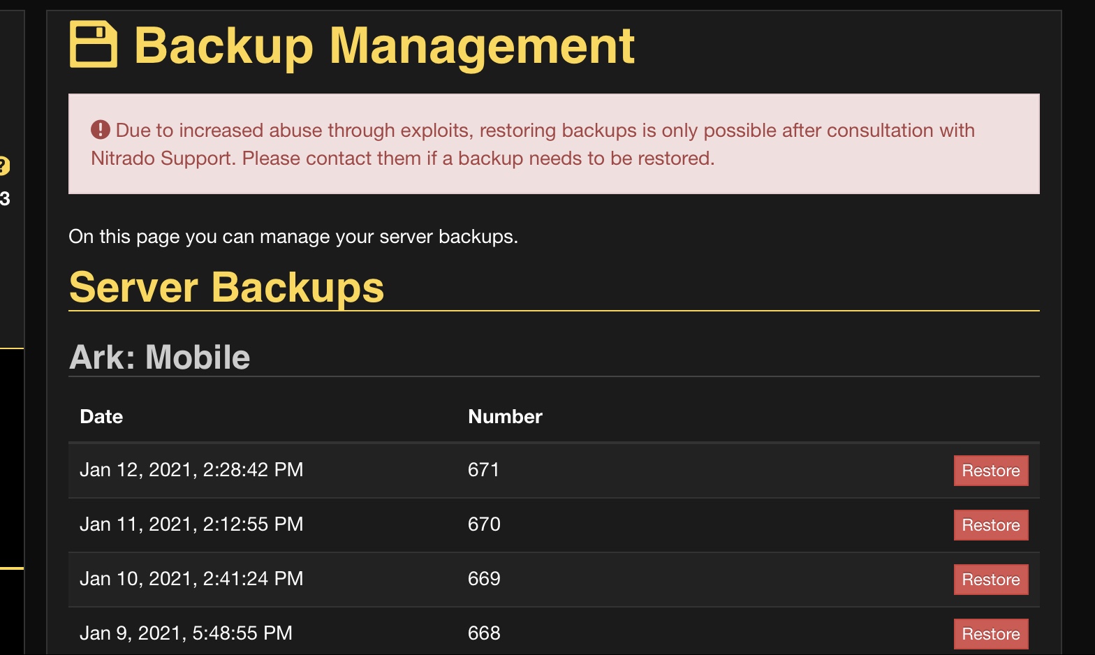 nitrado ark servers down