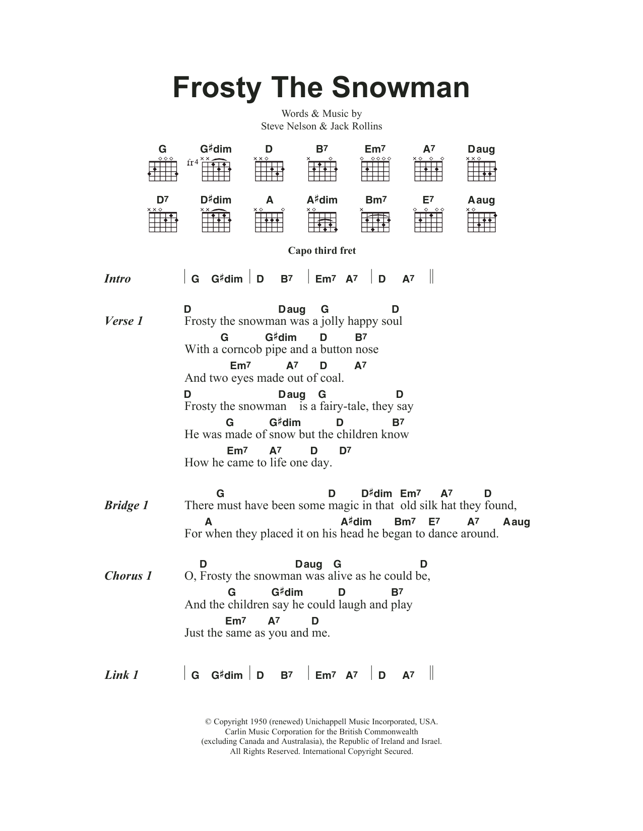 frosty the snowman chords