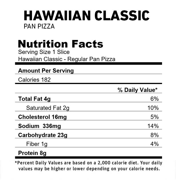 nutrition facts pizza hut