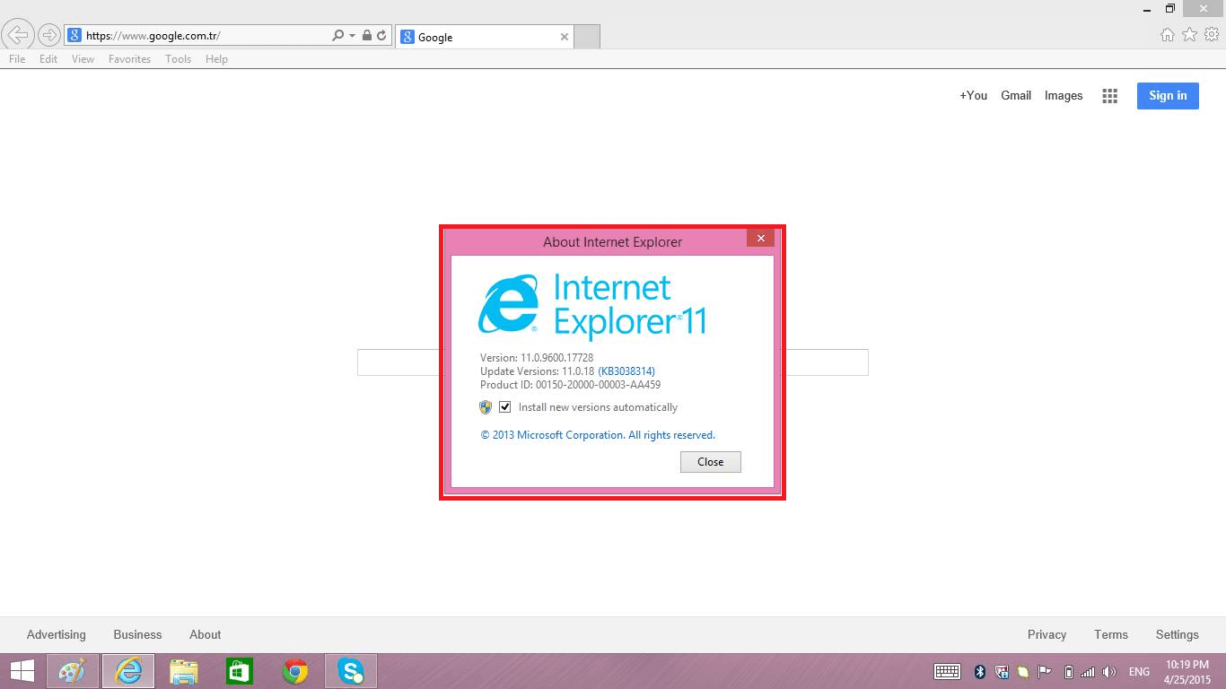 internet explorer nasıl yükseltilir