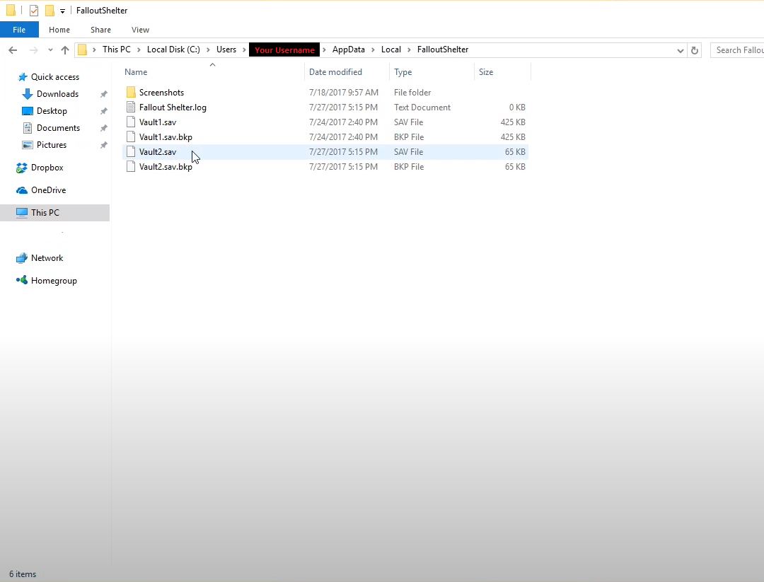 fallout shelter pc save location