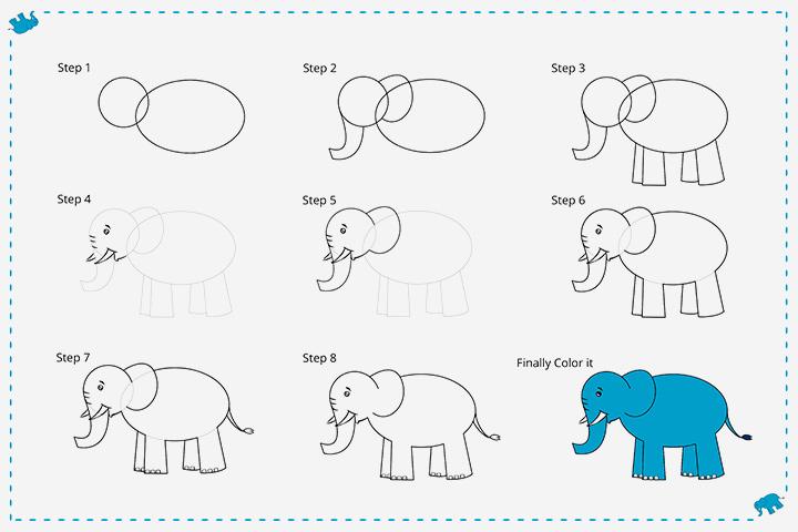 elephant drawing step by step